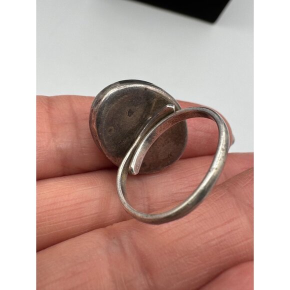 Vintage Adjustable 925 Sterling Silver With Miniature Dry Flowers Ring - Picture 4 of 5